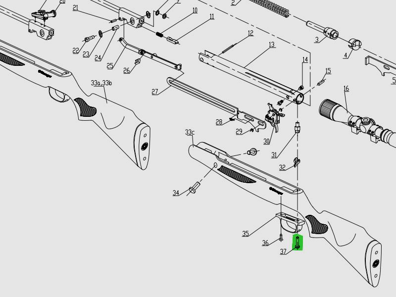 Hintere AbzugsbĂĽgelschraube fĂĽr Luftgewehr Stoeger X50, Ersatzteil