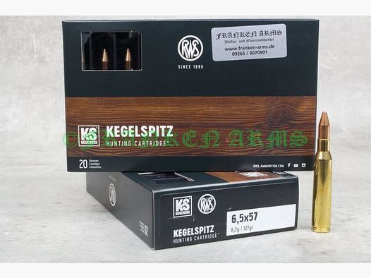 RWS Kegelspitz 6,5x57 127gr. 8,2g 20 piezas precios por paquete