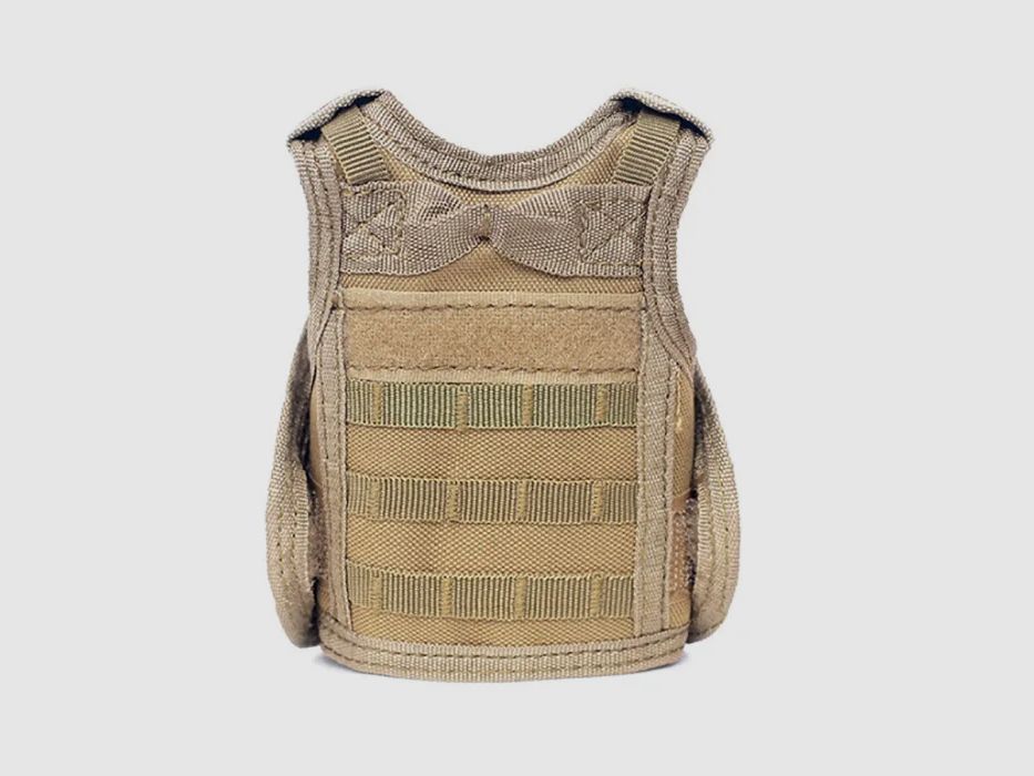 Mini protective vest for beer bottle / wine bottle / thermos bottle - sand