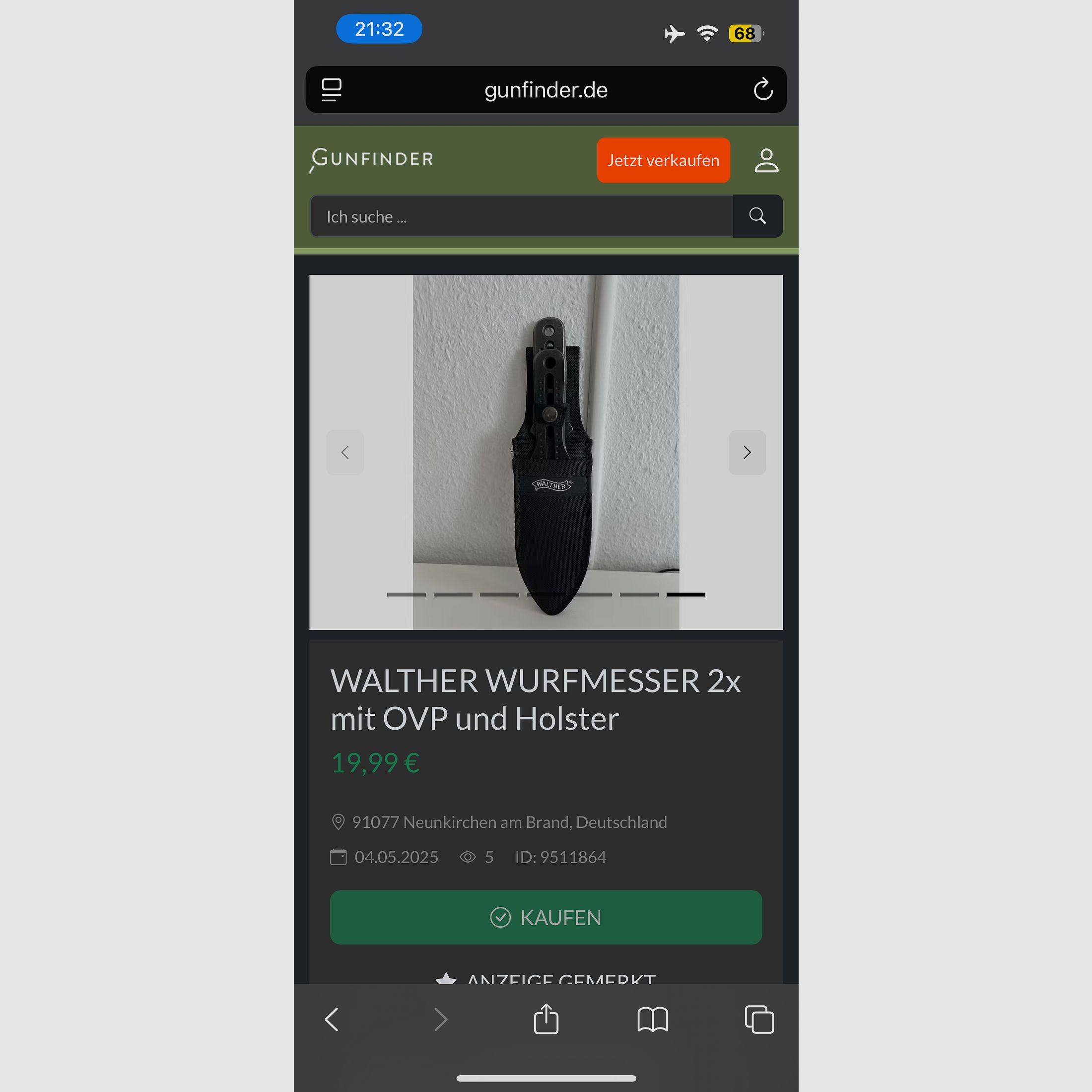 Wurfmesser WALTHER 2x mit Holster