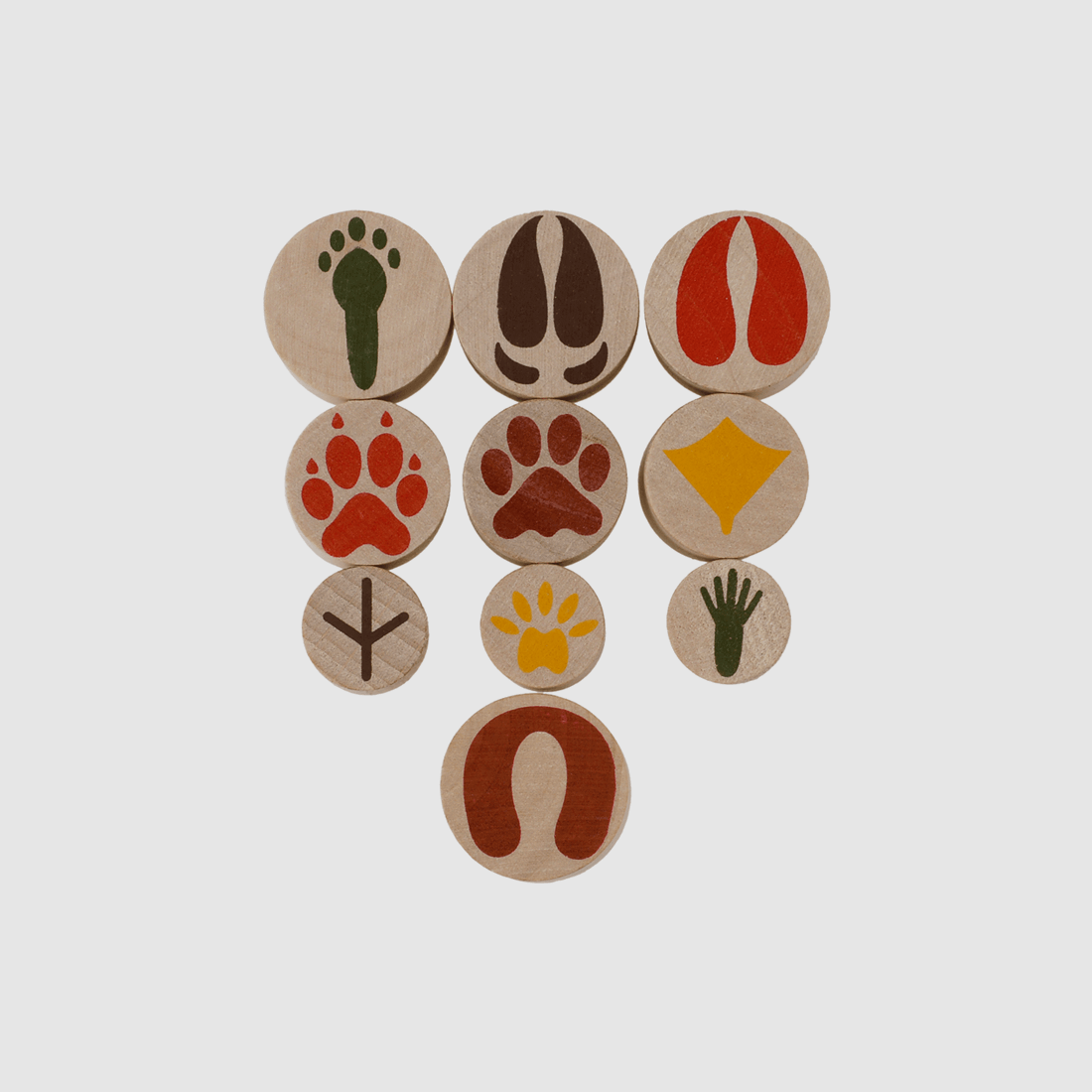 Timbro in legno piccolo "Tracce animali" (10 pezzi)