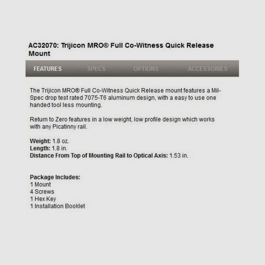 Trijicon Schnellmontage Pic Full MRO