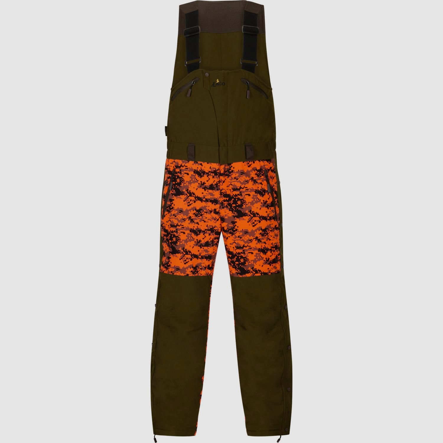 Drückjagd-Latzhose Keiler Pro Herren (Oliv/Orange Camouflage)