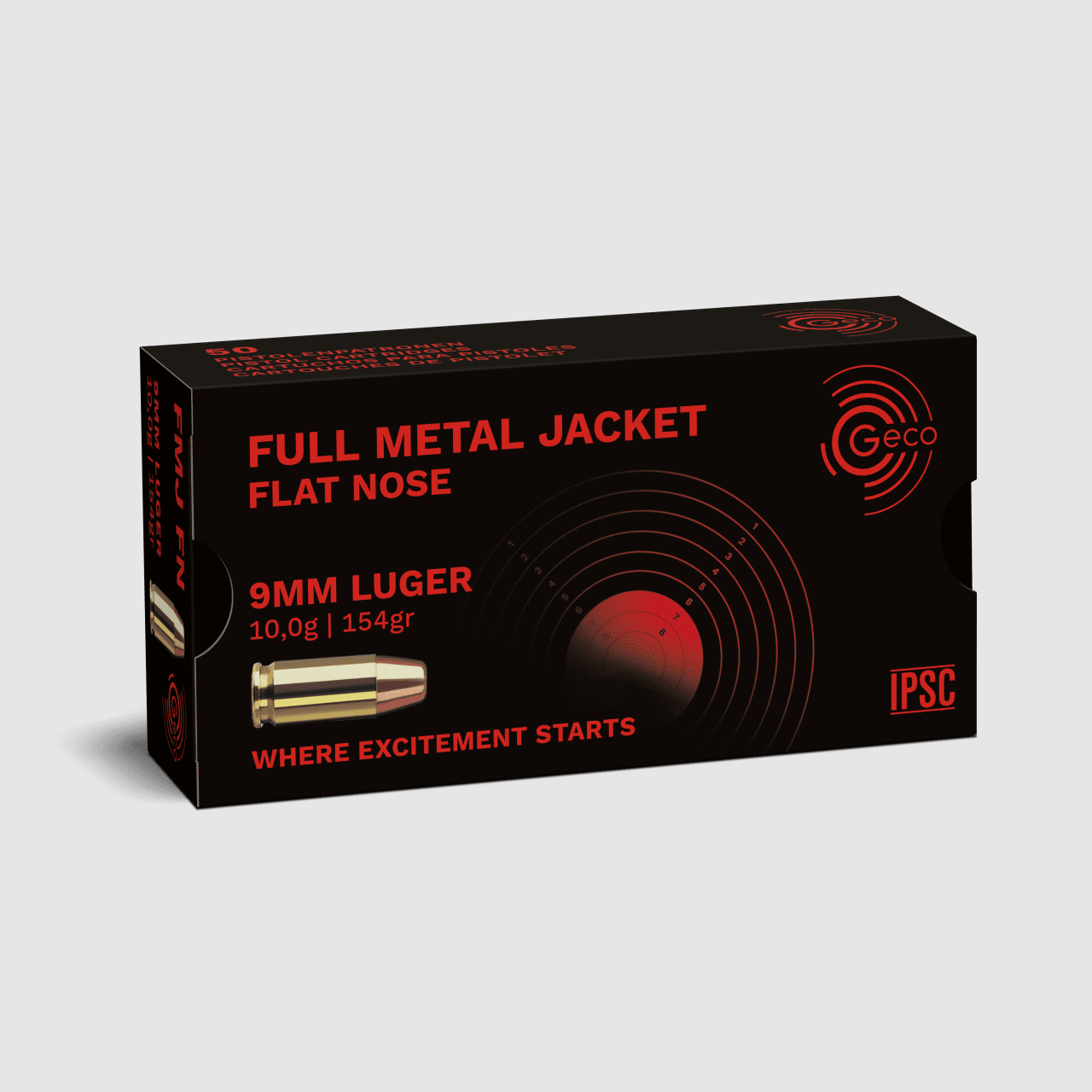Geco 9mm Luger Vollmantel flach 154 gr.