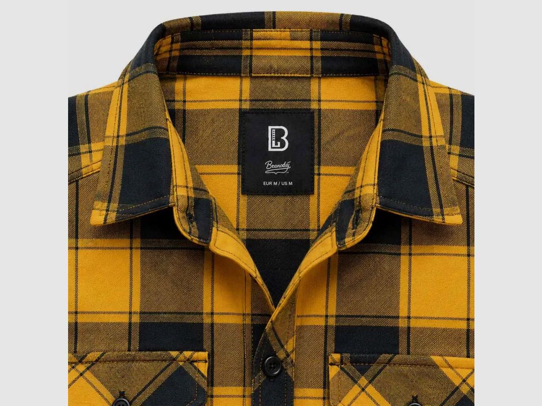 Chemise à carreaux Brandit® - Jaune et noire - Homme, image 6 sur 11