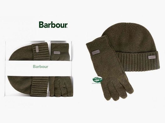 BARBOUR Set Hut und Handschuhe Carlton grün