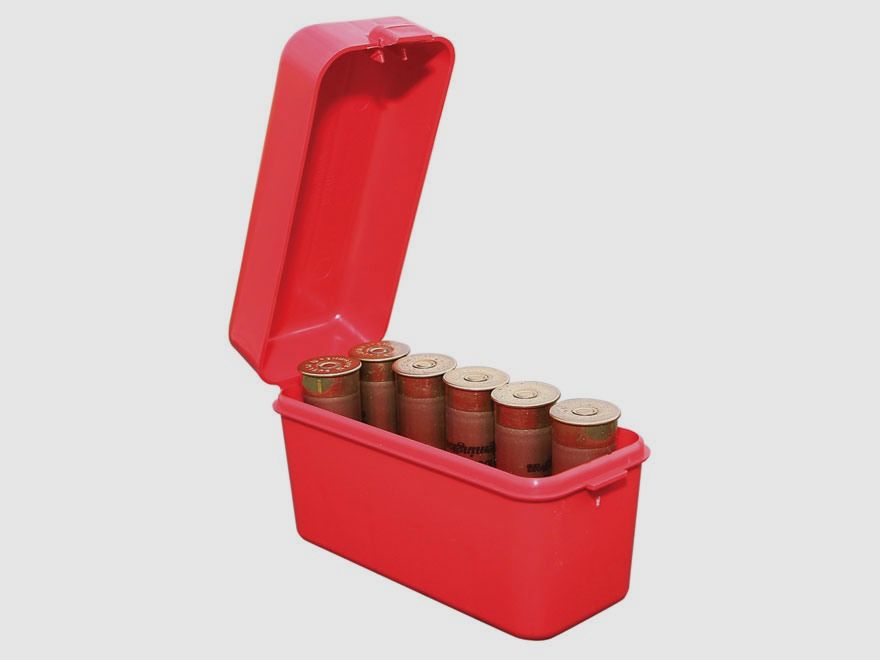 MTM Patronenbox S10-30 rot mit Klappdeckel f. 10 Schrotpatronen .12GA
