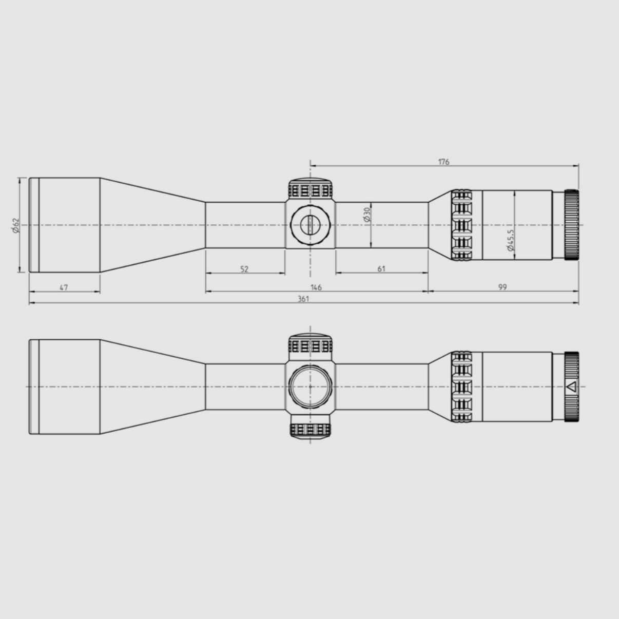 Kahles HELIA 2,4–12×56i mit Schiene.