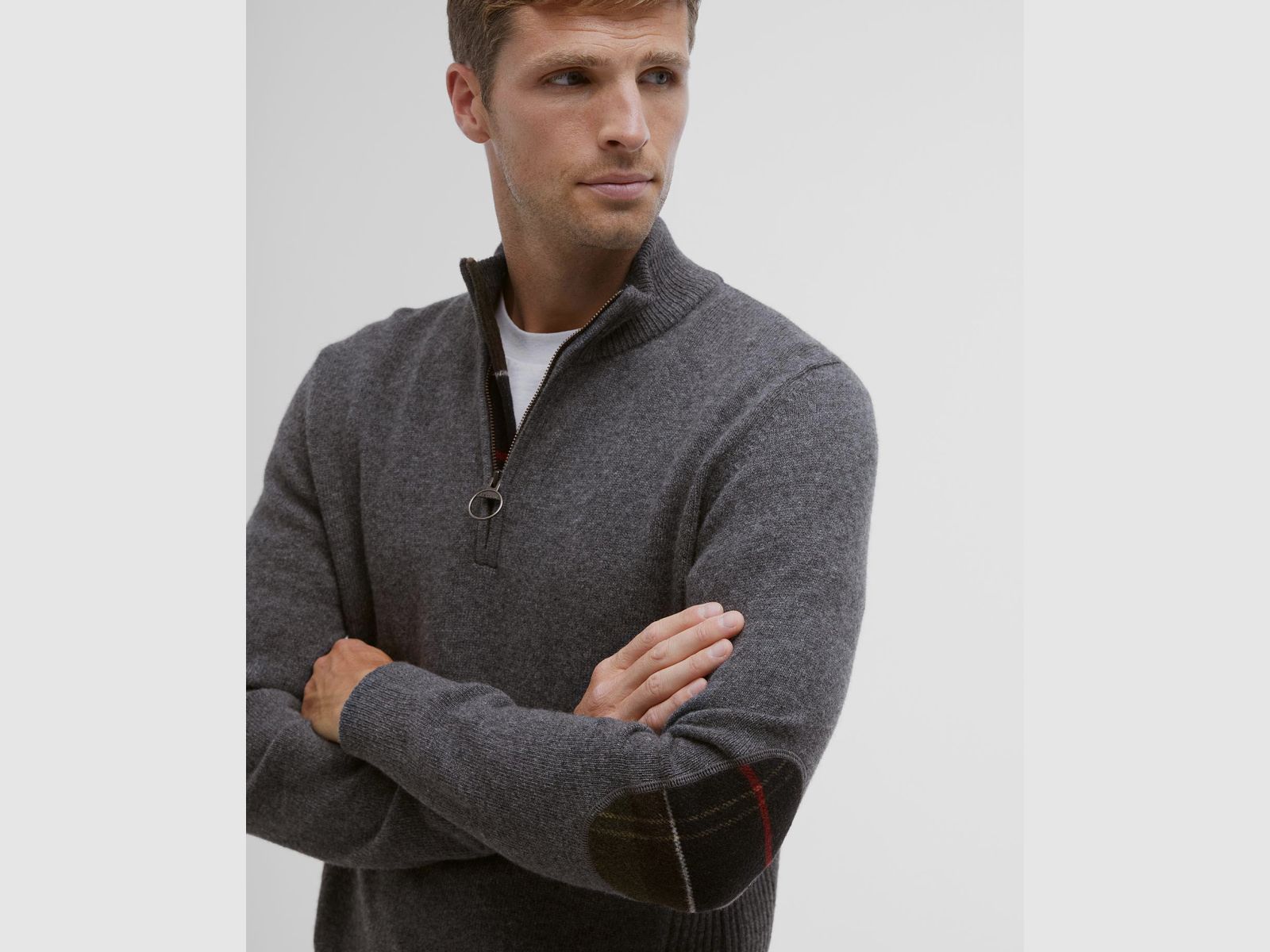 BARBOUR Holden Half Zip Sweater Mid Grey Marl