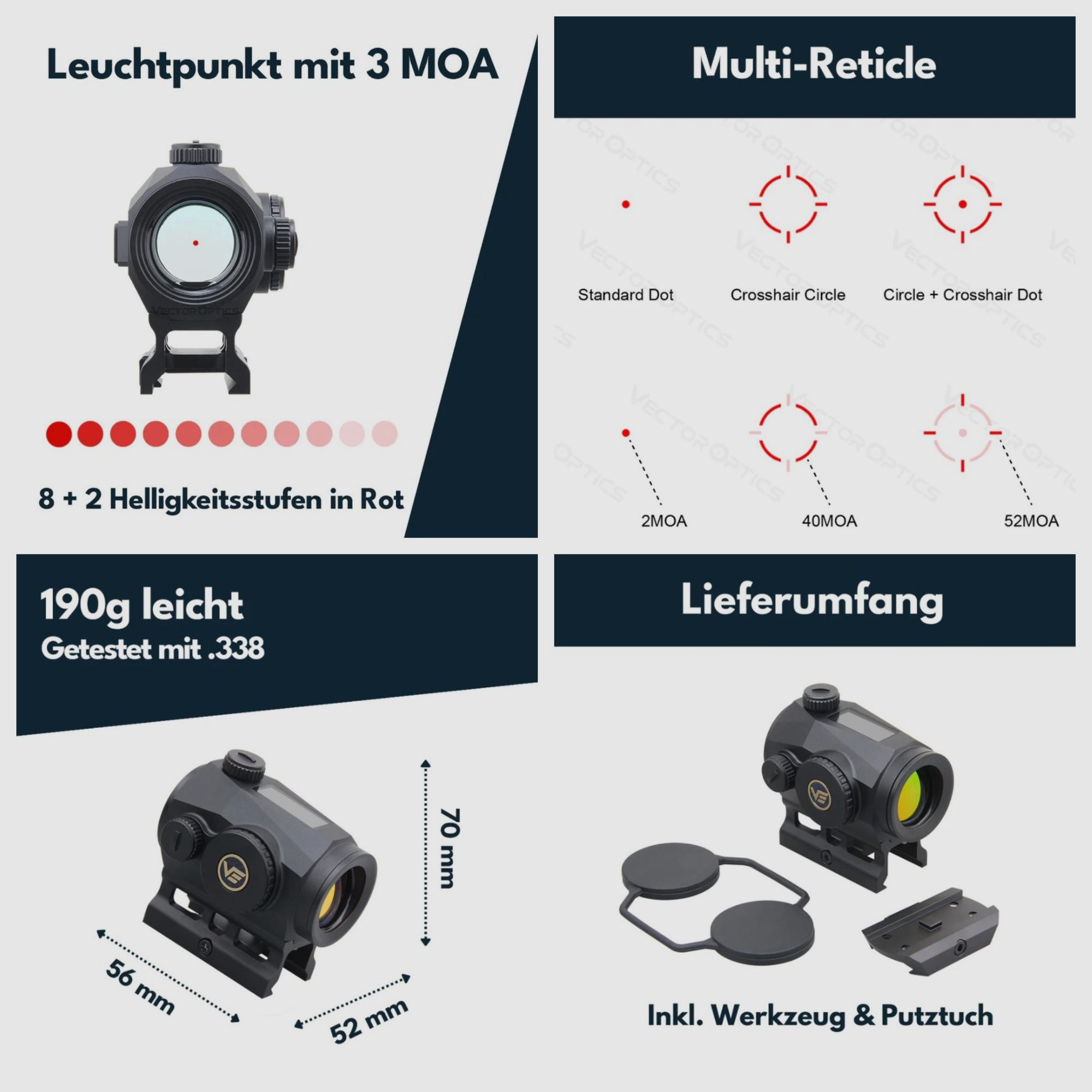 Vector Optics Scrapper 1x25 SOL Solar Leuchtpunktvisier SCRD-SM46 Red Dot Visier Jagd PCC Sport IPSC