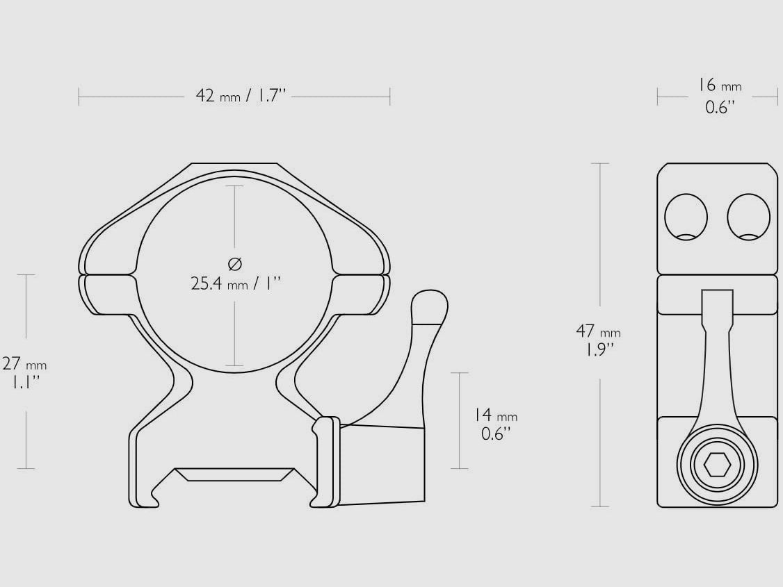 Hawke Precision Montaggio Fisso in Acciaio Weaver (Lever) 1" Due Pezzi Alto, immagine 2 di 2