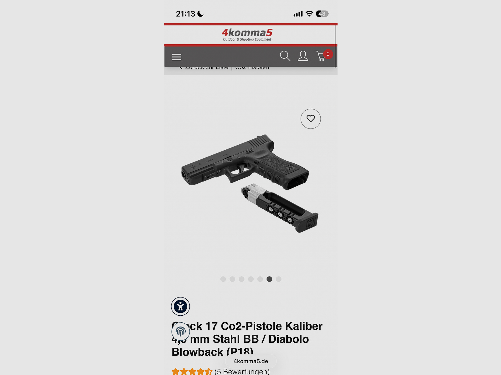 Umstecken Glock 17 4,5mm Diabolo Blowback