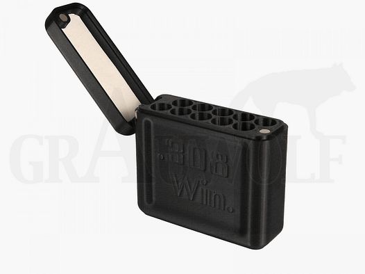 Akah Magnet Scatola per Cartucce con Coperchio Nero per 10 Cartucce .308 Winchester