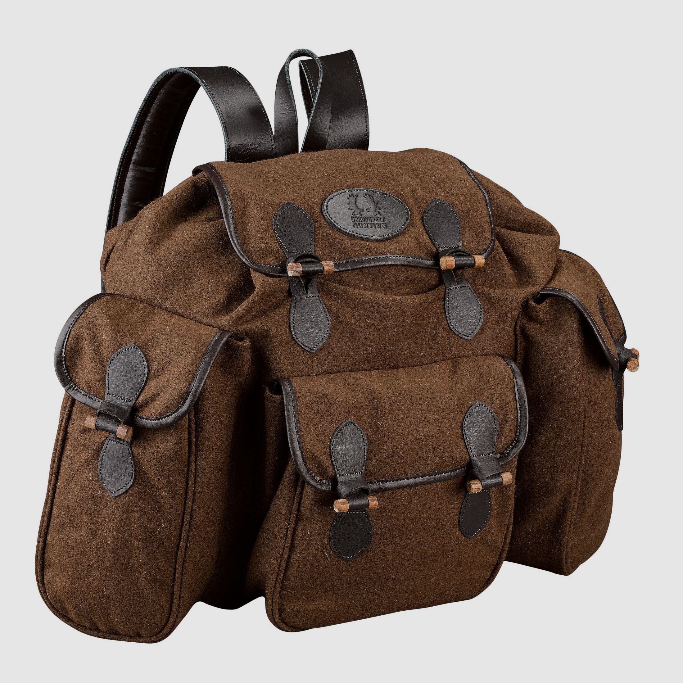Mochila de Caza Nordforest de Loden con Aplicaciones de Cuero