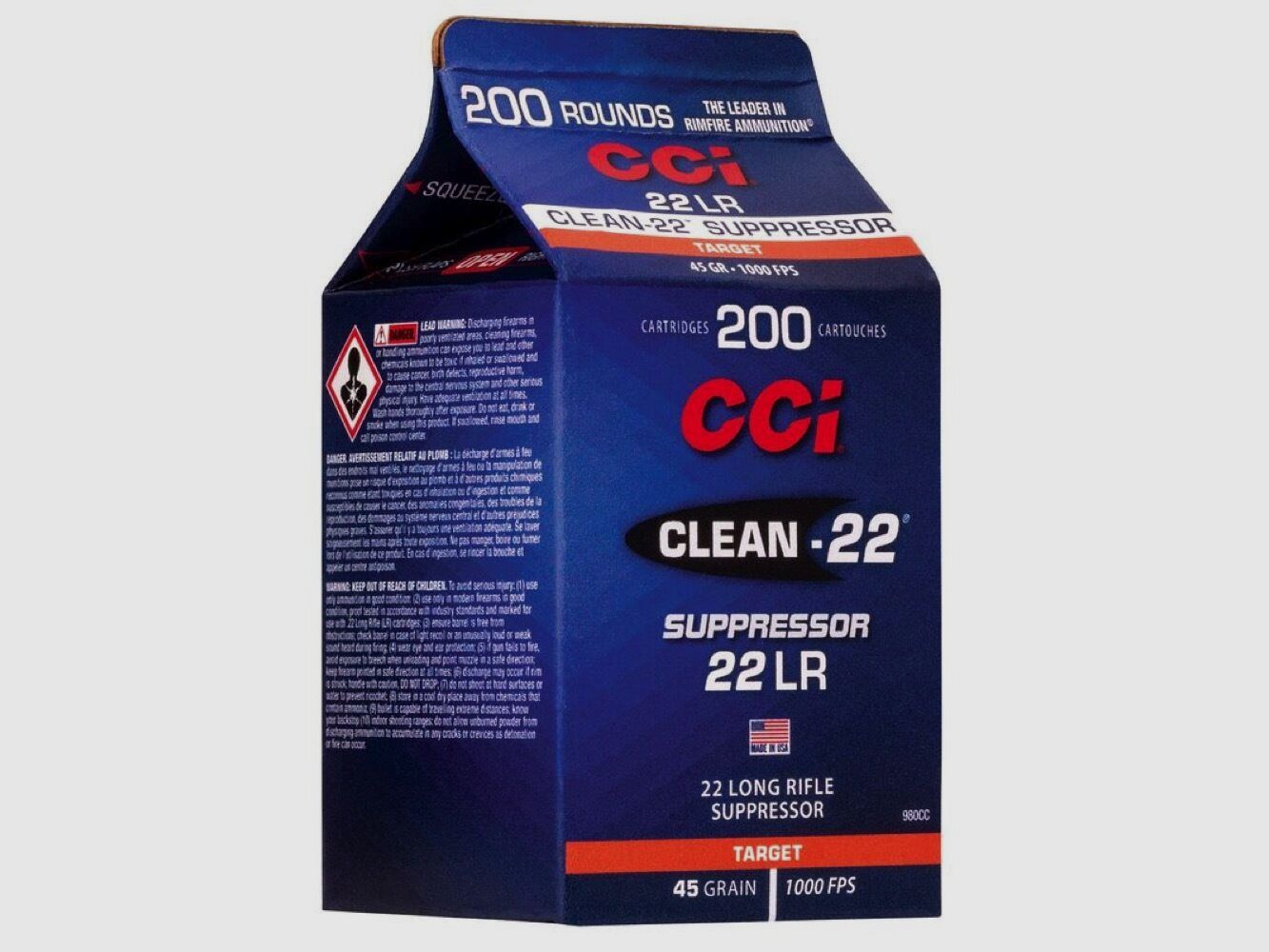 CCI Clean-22 Sup. LRN 45grs 200St .22lr