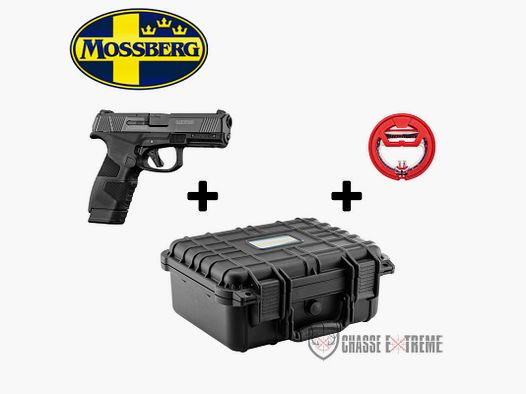 Pack Pistolet MOSSBERG MC2C Striker Cal 9x19 mm Noir + Mallette Étanche + Cordon de Nettoyage