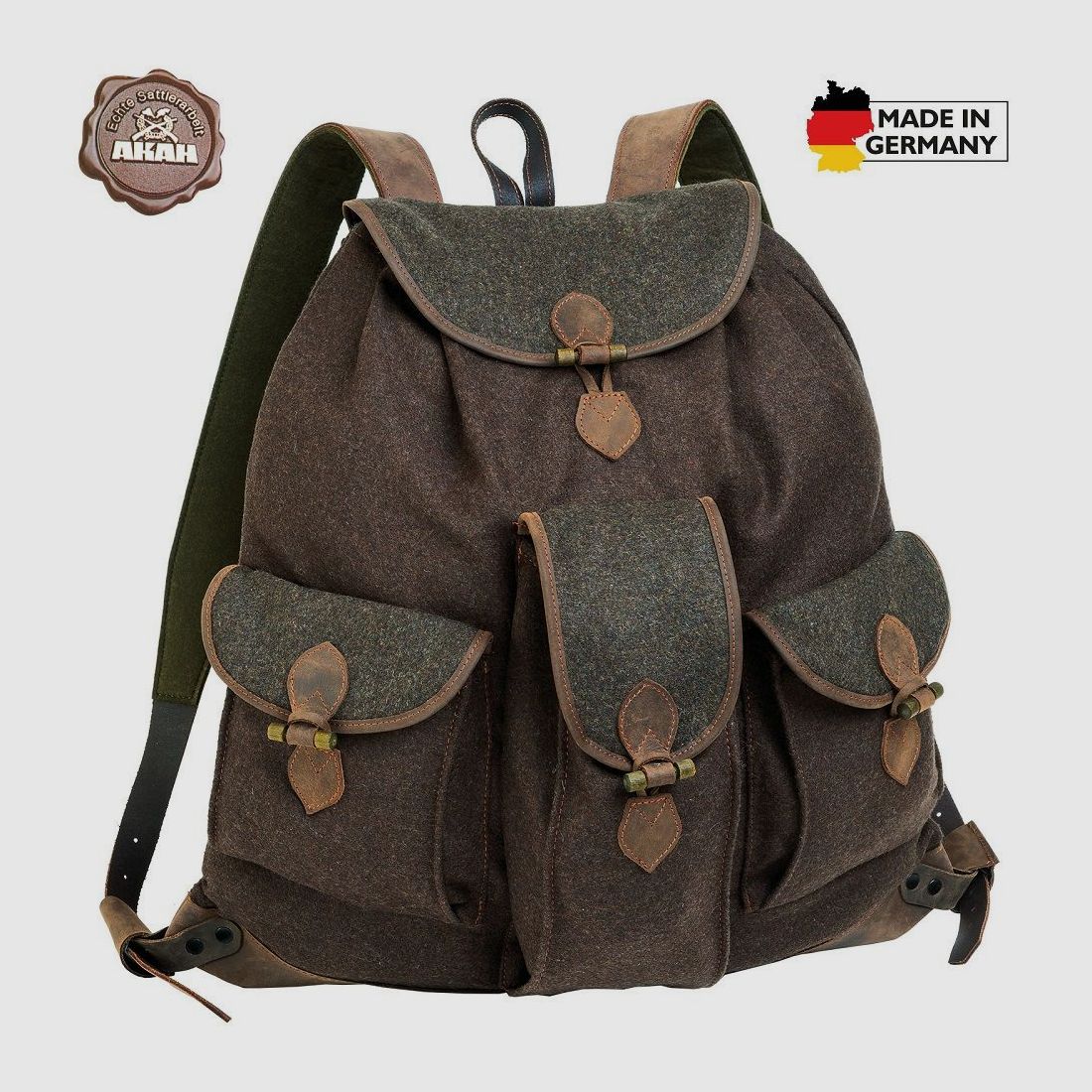 AKAH Loden Rucksack braun/grün