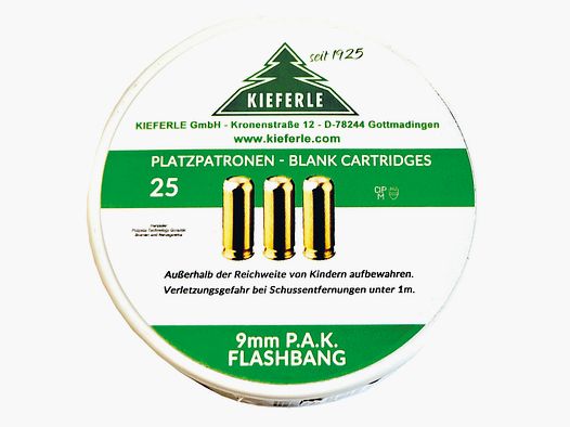 Cartuchos de fogueo calibre 9mm P.A.K. para pistolas