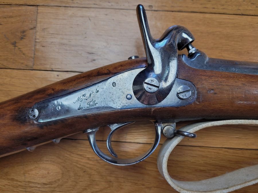 Sehr schönes Gewehr Modell 1842 T (nicht Tbis) – Nationale Waffenfabrik Tulle 1850 – Bajonett – Gewehrriemen – Ausgezeichneter Zustand, Bild 6 von 32