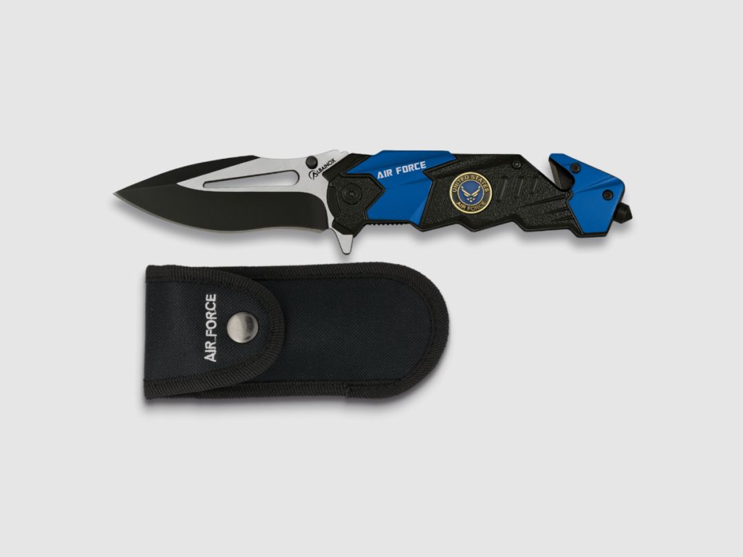 Moderner Klappmesser US AIR FORCE mit Cordura-Holster und 8,5 cm Klinge