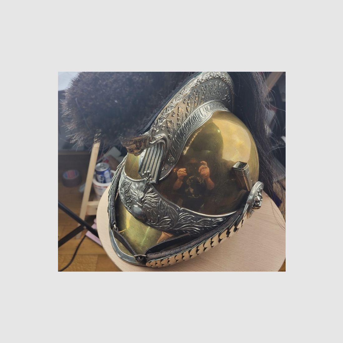 Sehr schöner Helm der Gendarmerietruppen zu Pferd – Mod 1912 – Bombe in perfektem Zustand – Mähne vorhanden – „Franck et fils“ – TBE++, Bild 5 von 21