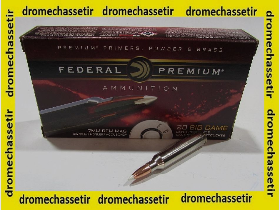 Doos van 20 patronen 7mm Remington Magnum FEDERAL NOSLER Accubond 160 grains