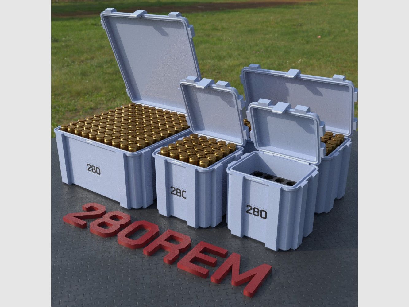 Filamelt Munitionsbox / Ammo Box .280 Remington – Patronenbox ‘Klappdeckel’ – 20 / 25 / 50 / 100 Runden