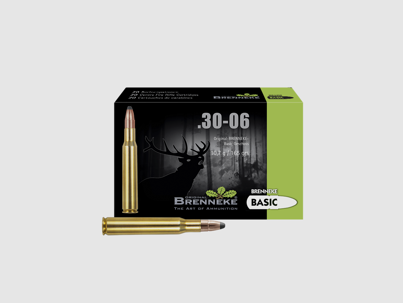 Cartuccia per fucile con proiettile BASIC / SOFT-POINT – .30-06 Spring., Orig. BRENNEKE Basic 10,7 g VE20