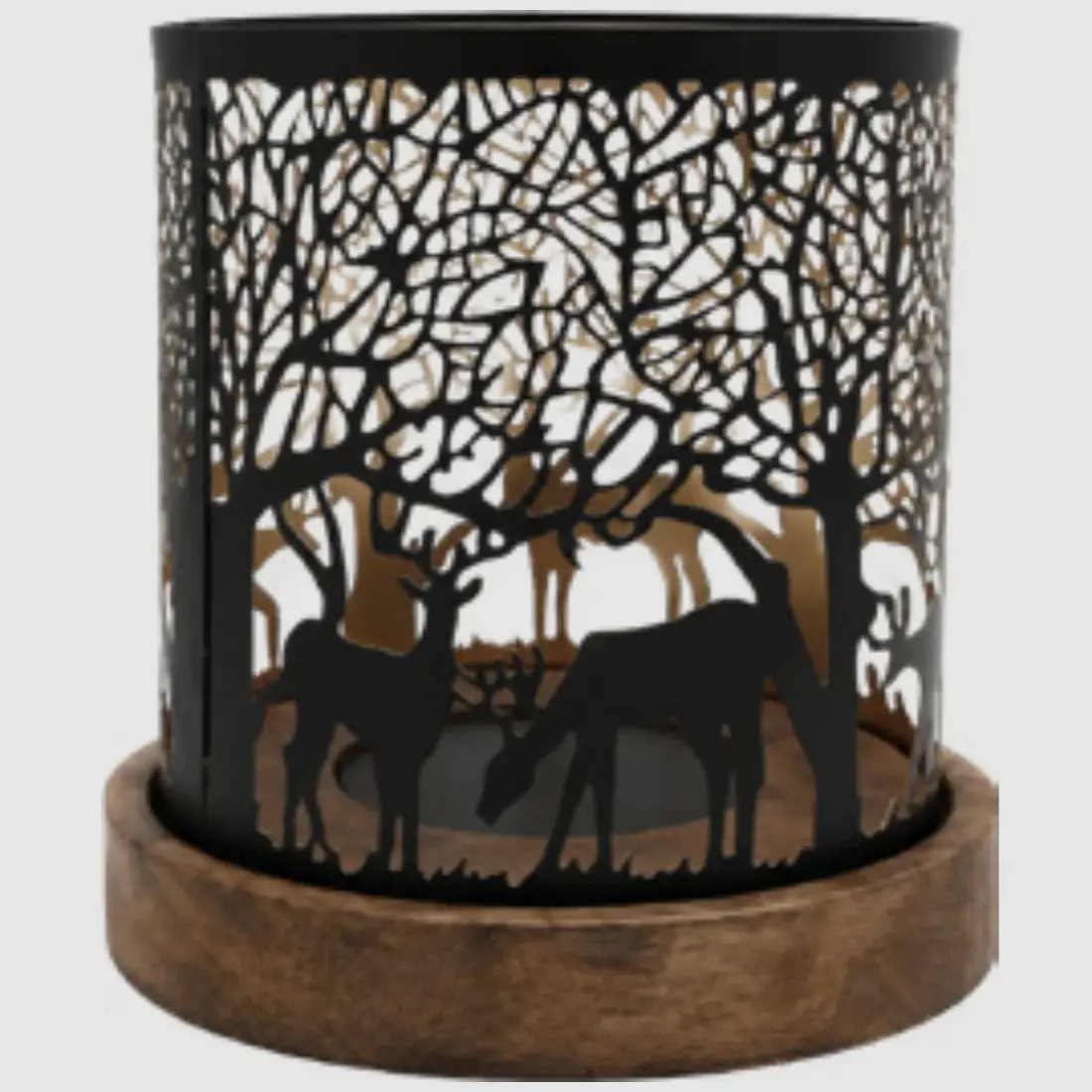 AKAH Windlicht Wald- und Hirschmotiv