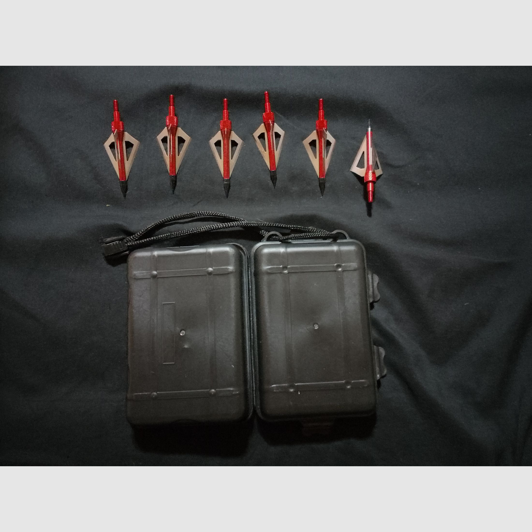 Jagtspitzen Set jagt spitzen Pfeile rot 6er Pack mit Box Pfeilspitzen