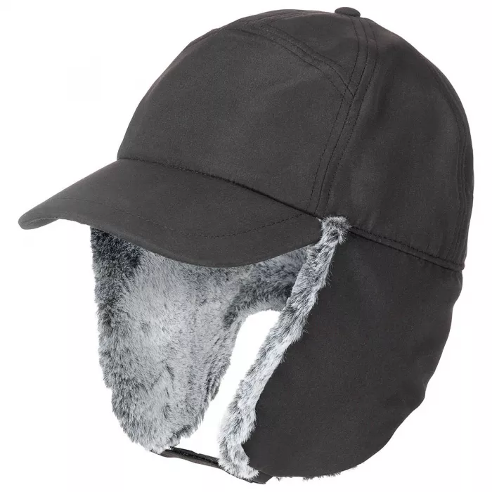 Winter Cap "Trapper" with Faux Fur, Black, image 3 of 4