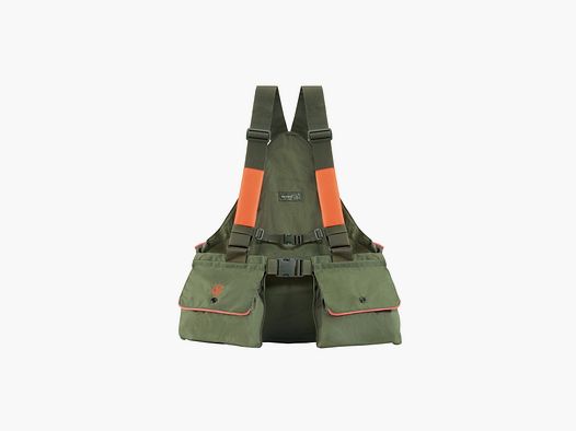 Riserva - Gilet trisacca tecnica in cordura ripstop verde e arancio