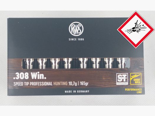 RWS  S-TIP PRO Jagdpatrone Kal. .308 WIN Short Rifle 165 grs