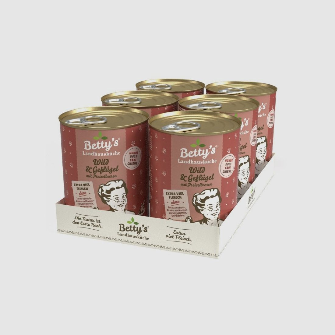 Betty´s Landhausküche Hundefutter Geflügel & Wild mit Preiselbeeren 6x 400g