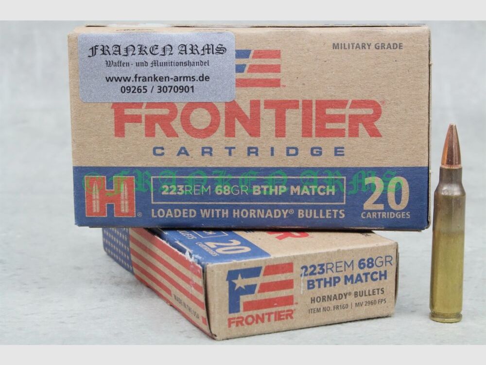 Hornady Frontier BTHP Match .223 Rem. 68gr. 4,4g 20 Stück Staffelpreise