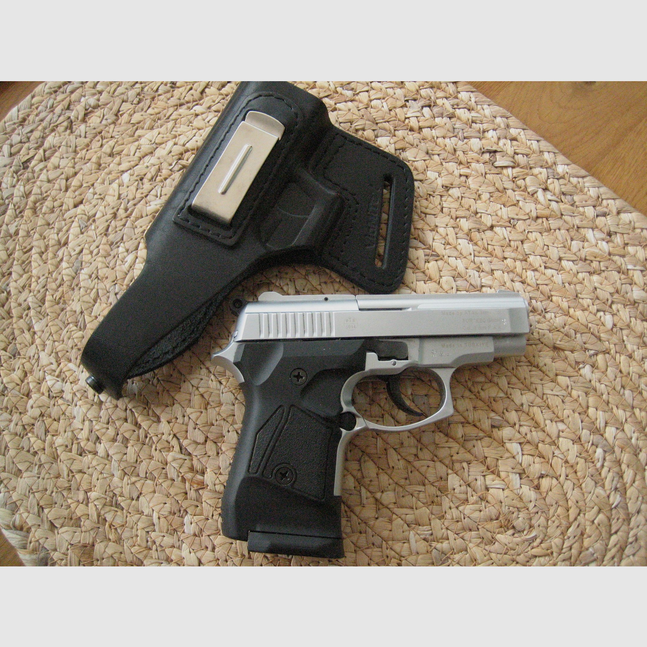 Zoraki 914 blank firing pistol 9mm P.A.K. matte chrome with new genuine leather holster