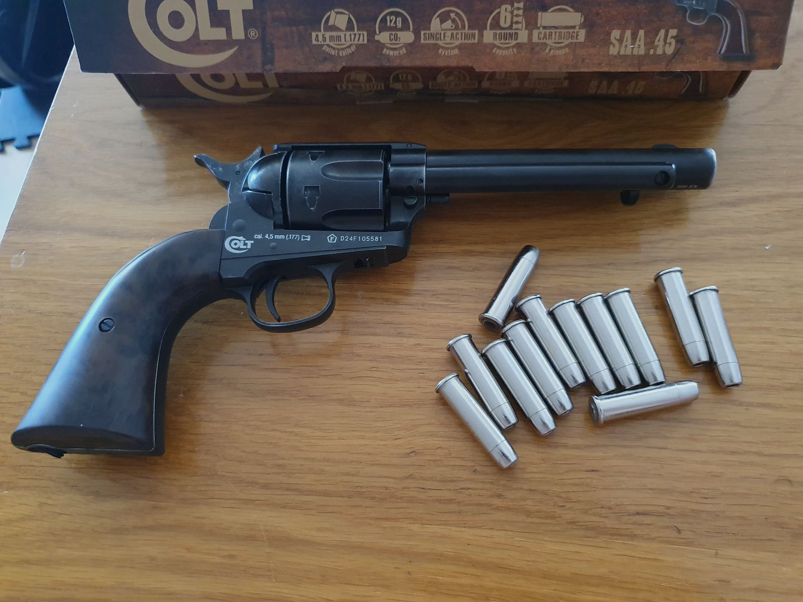 Colt Single Action Army SAA Co2 gezogener Lauf, 4,5 mm Diabolo, inkl. 12 Ladehülsen