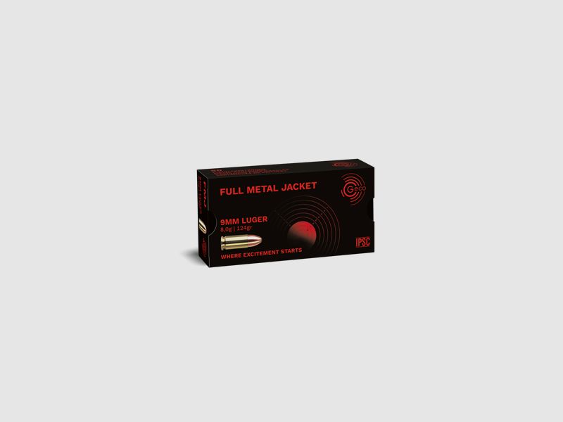GECO Faustfeuermunition 9mm Luger 8 g. 124 gr. Full Metal Jacket