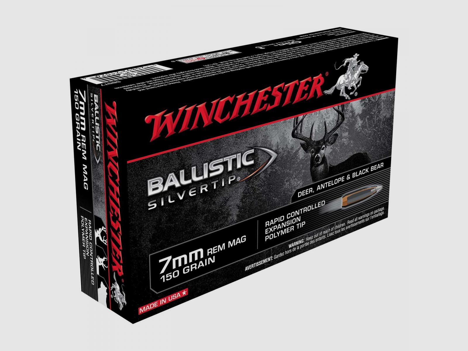 Winchester Ballistic Silvertip 7mm Rem. Mag. 150GR Rapid Controlled Expansion Polymer Tip 20 cartucce