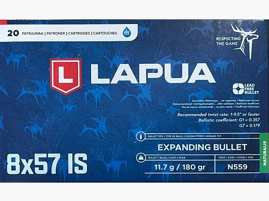 Lapua Naturalis 8x57JS 180grs BLEIFREI - 20 Schuss