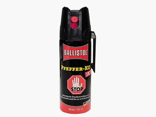 50ml Hochw. Pfefferspray K.O. JET Direktstrahl – 11 % OC / 2,5 Mio. Scoville v. Ballistol