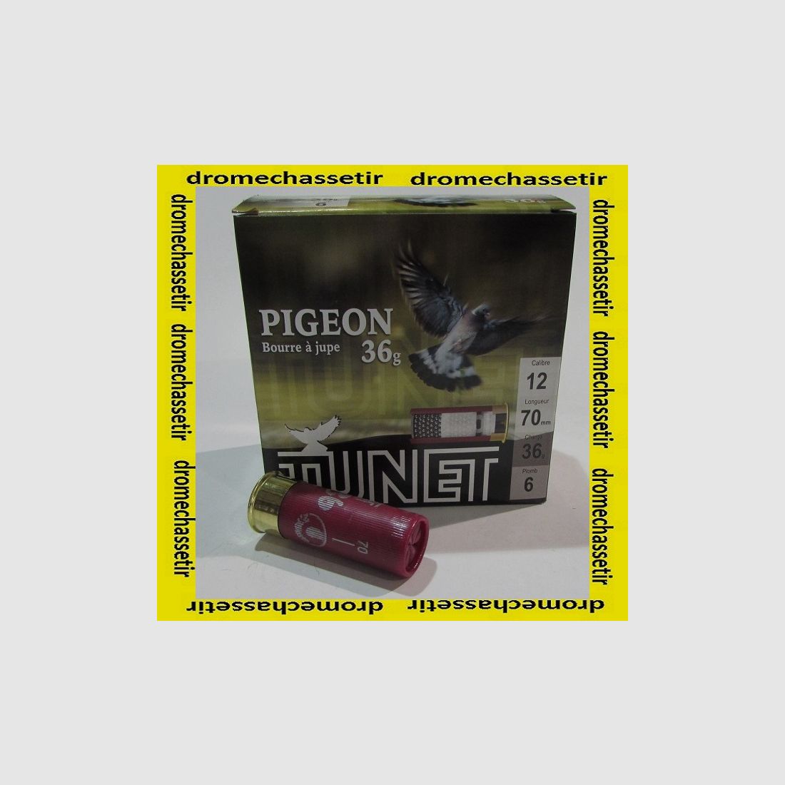 Box mit 25 Patronen Tunet Super Pigeon, Wads mit Rock, 36 Gramm, Nr. 6