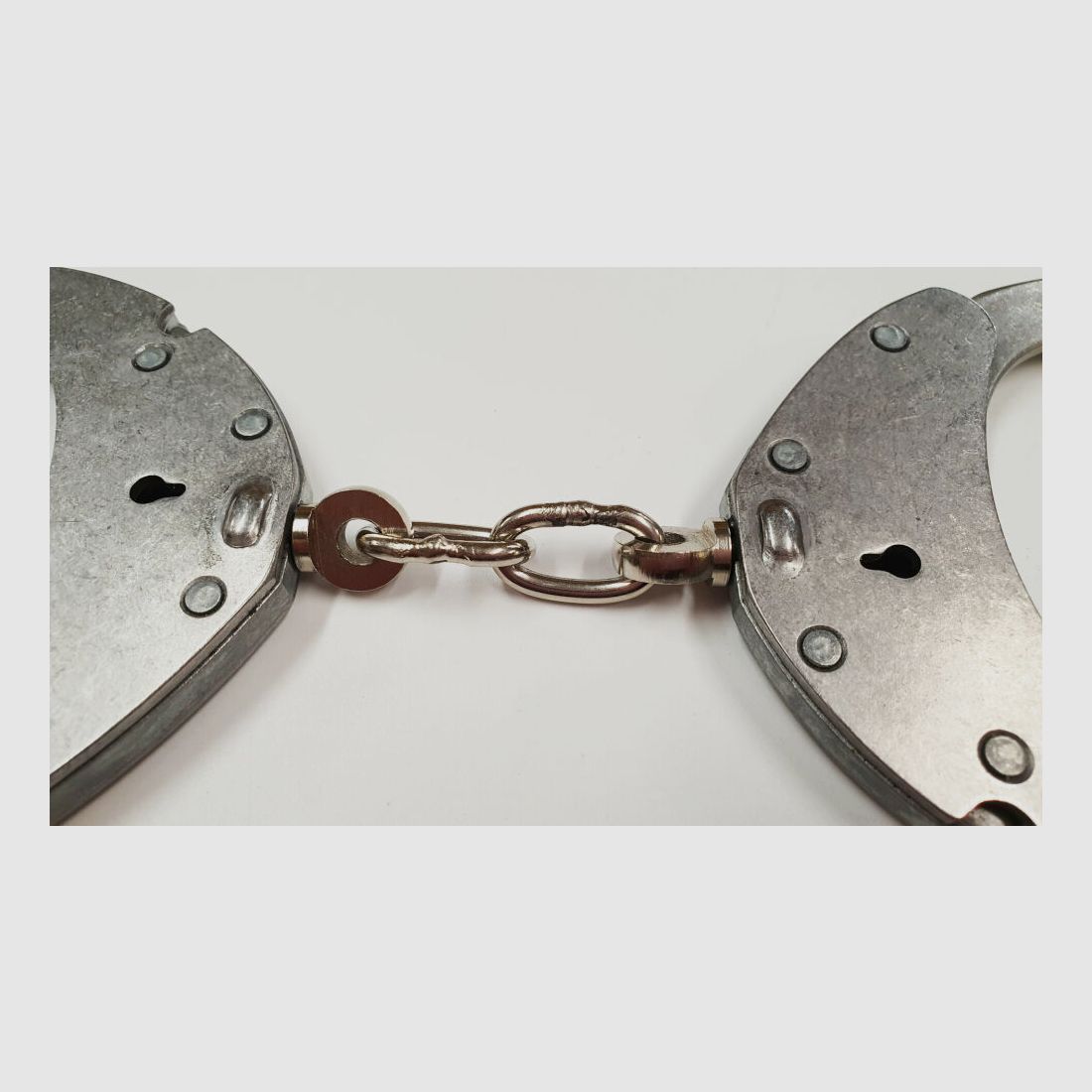 CLEJUSO Clemen & Jung e.K. Handcuff CLEJUSO No. 12 INOX, stainless steel handcuff, made in Germany, used
