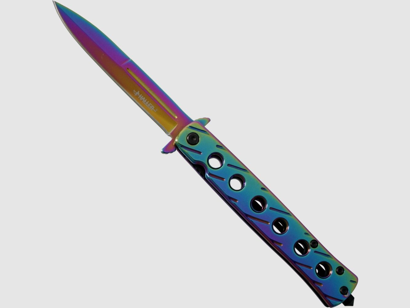 Stiletto Taschenmesser Rainbow coating - einseitig geschliffen