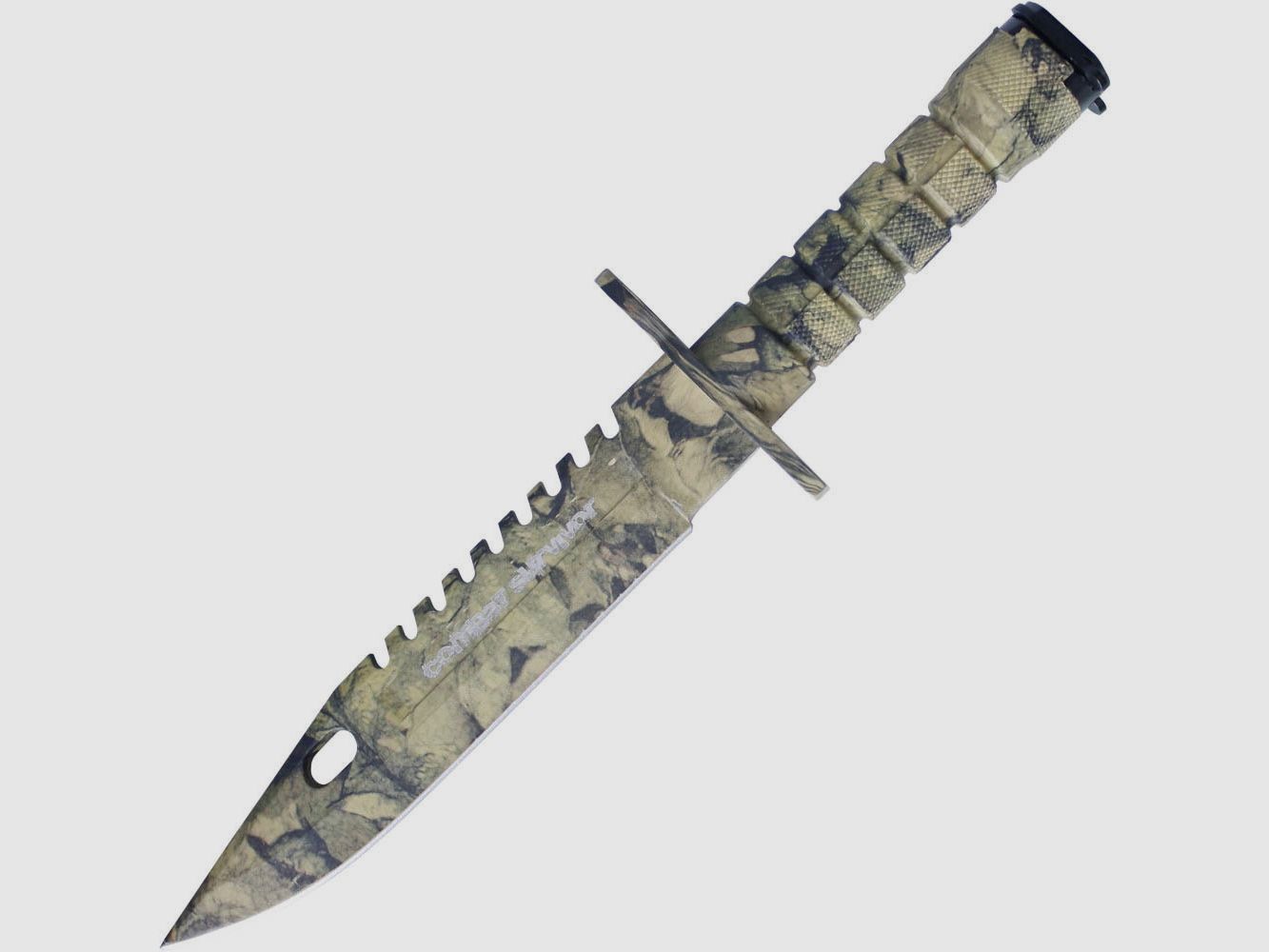 Survival knife sand camo with bayonet closure
