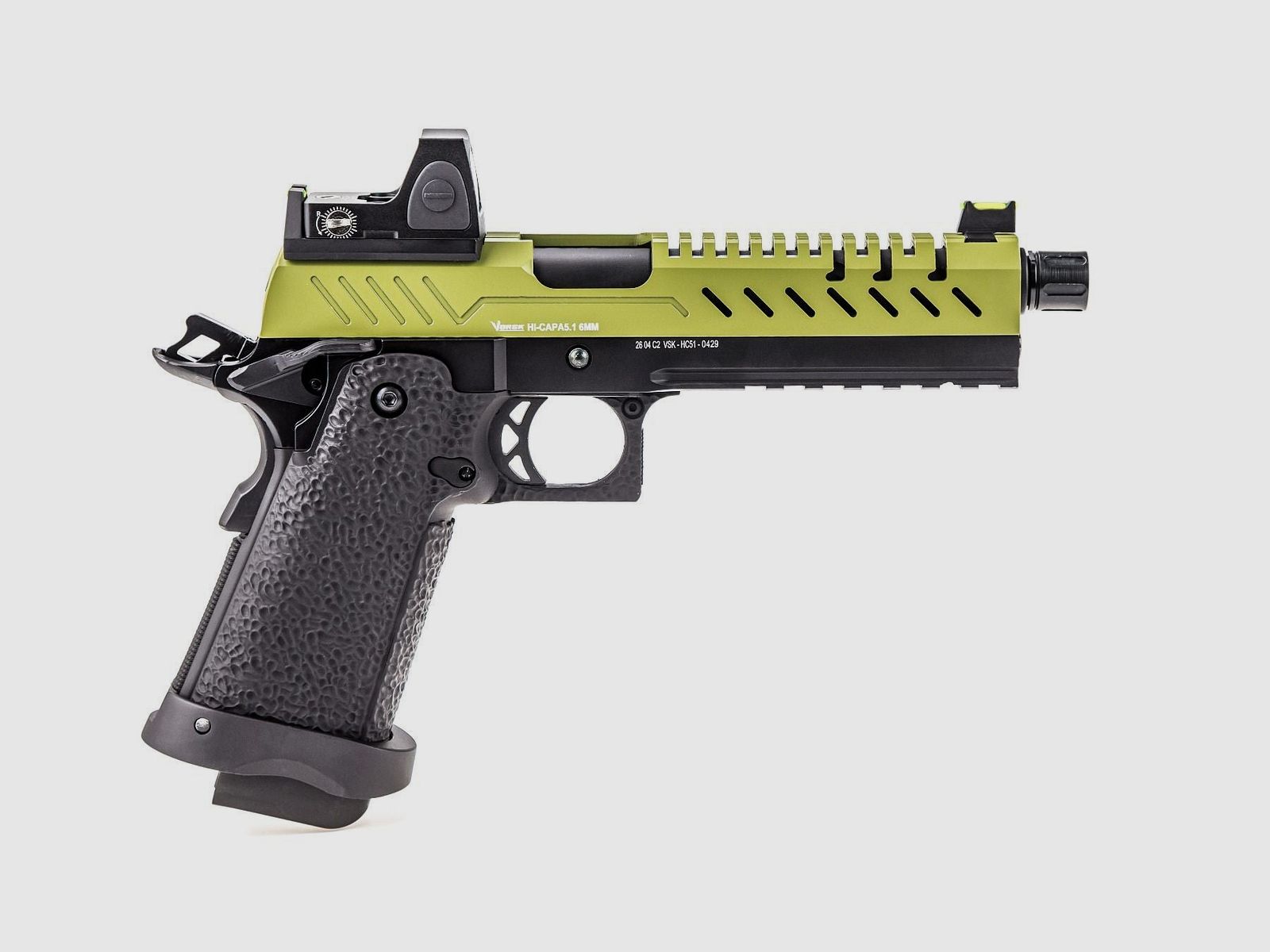 GAS-REPLIKAT GBB HI-CAPA 5.1 SCHWARZ / OD 1,0J + ROTPUNKTVISIER BDS, Bild 4 von 4