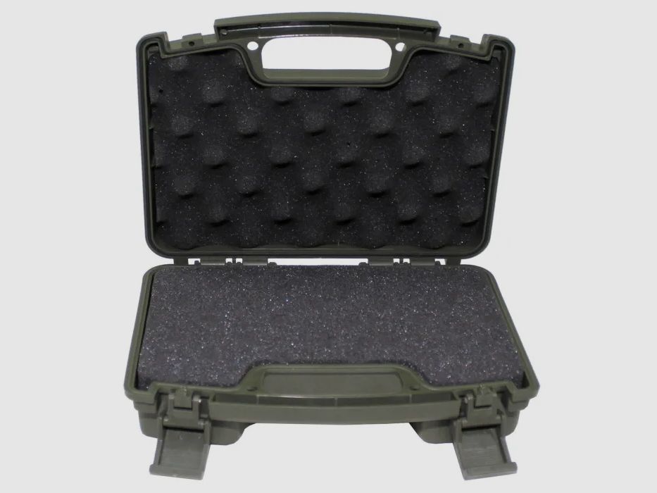 Valigetta per pistola, plastica, piccola, bloccabile, oliva