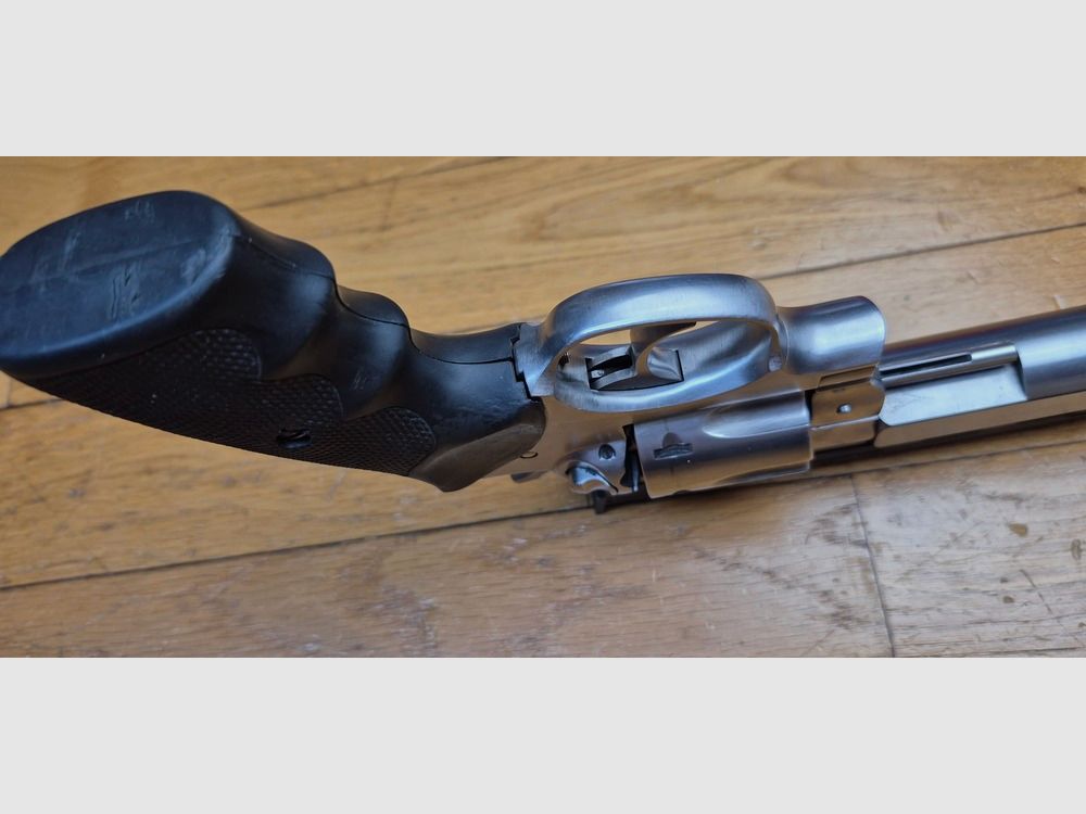 Selten Revolver Ruger GP 100 „Custom“ – Modell mit 6 Zoll Lauf – Seltene Anpassung mit schwerem Lauf ABOM in Deutschland – Vollstahl-Schiene mit verstellbarer Visierung und Wichita Korn aus 100% Stahl – Kal. 357Magnum / 38 special – Waffe aus September 1992 – Seltene Ruger Anpassung – TBE/TBE+, Bild 11 von 30