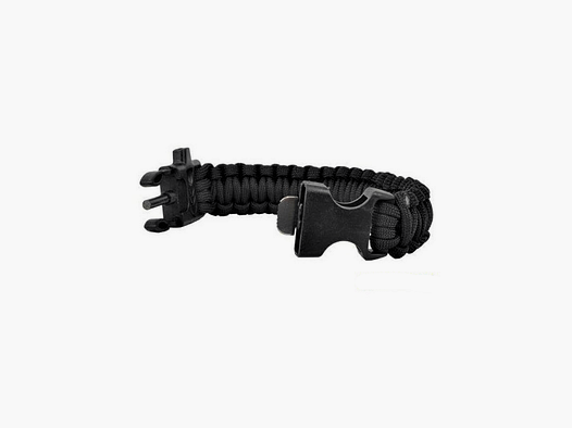 Paracord Bracelet with Whistle and Firestarter – Black