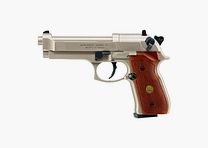Beretta M 92 FS 4,5 mm nikiel z drewnianymi uchwytami pistolet pneumatyczny